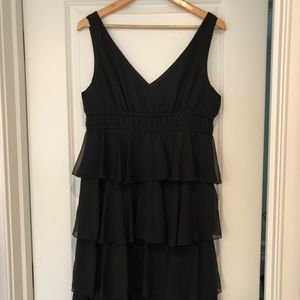 Tiered ruffle black dress